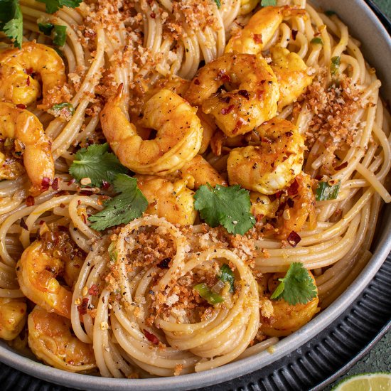 Thai shrimp with garlicky noodles