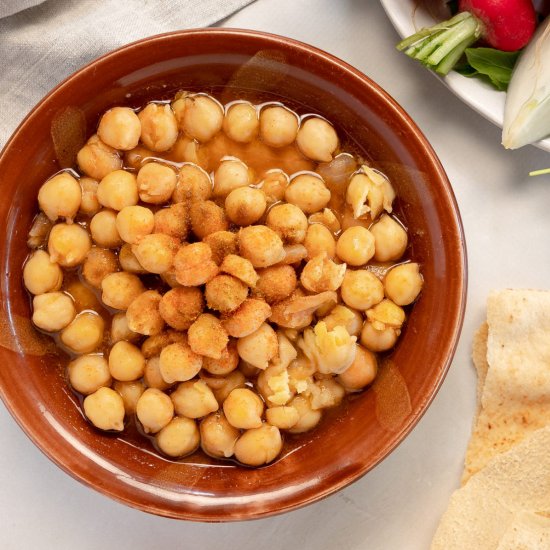 Lebanese Breakfast Hummus Balilah