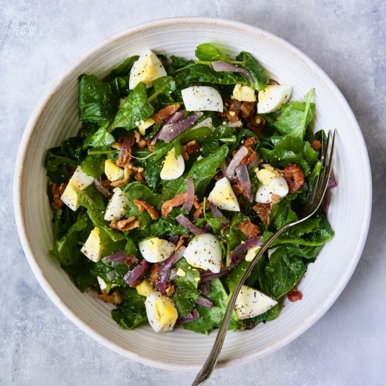 Radish Greens w/ Hot Bacon Dressing