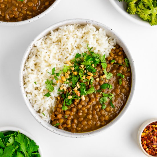 Slow Cooker Lentil Curry with Rice