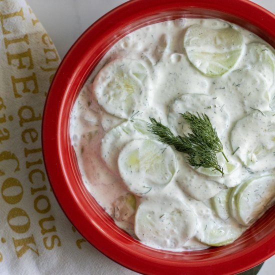 German Cucumber Salad (Gurkensalat)