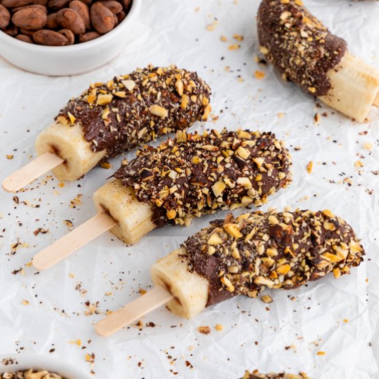 Chocolate Covered Frozen Bananas