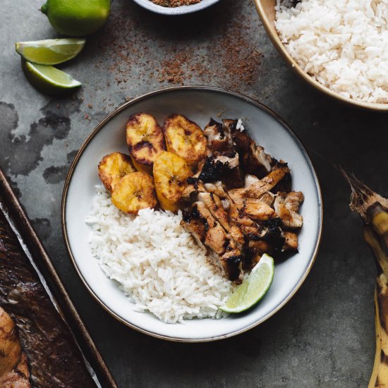 Coconut Rice Jerk Chicken Bowls