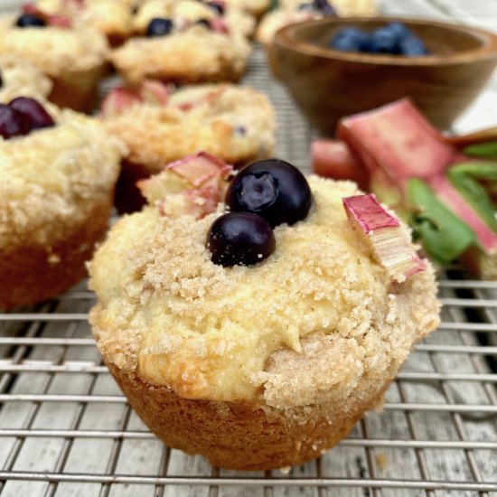 Blueberry Rhubarb Muffins