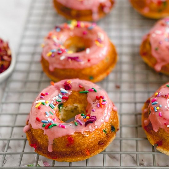 Rose Glazed Funfetti Donuts