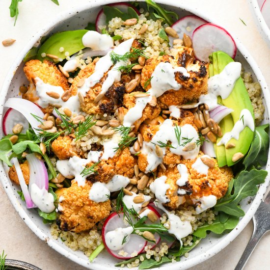 Vegan Buffalo Cauliflower Bowls