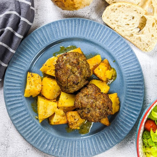 Easy Baked Meatballs And Potatoes