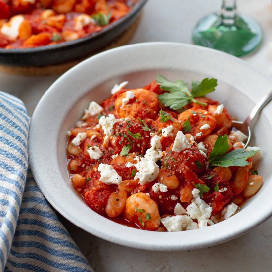 Greek Shrimp with Feta and Beans