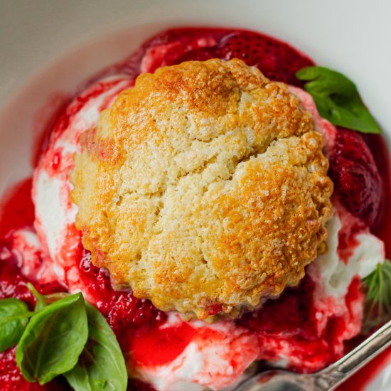 Strawberry Shortcake + Basil Cream