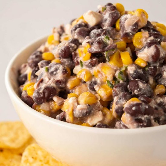 Easy Black Bean Corn Feta Dip