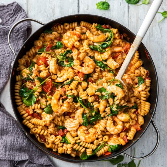 One Pan Prawn and Chorizo Pasta