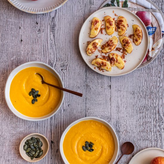 Pumpkin Soup with Apple Crostini