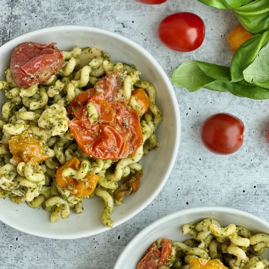 Pesto Pasta with Roasted Tomatoes