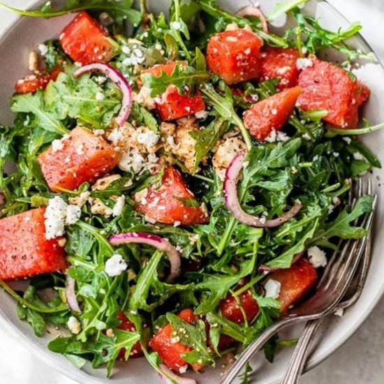 Watermelon Arugula and Feta Salad