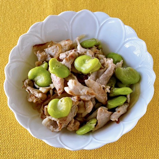 Sautéed Fava Beans and Pork