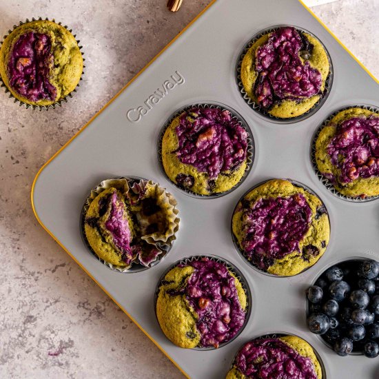 Blueberry Matcha Muffins