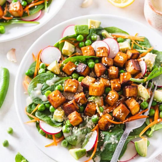 Crispy Tofu Salad with Tahini