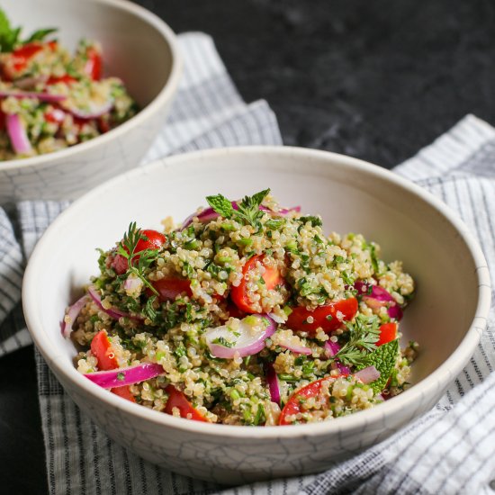 Carrot Top and Quinoa Tabbouleh