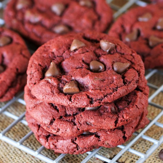 Red Velvet Chocolate Chip Cookies