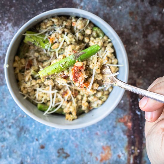 Baked Farro Risotto with Pesto