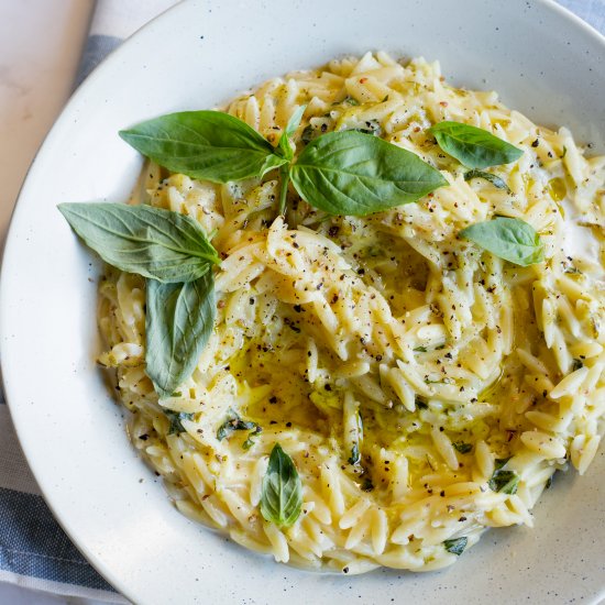 Creamy Lemon Zucchini Orzo