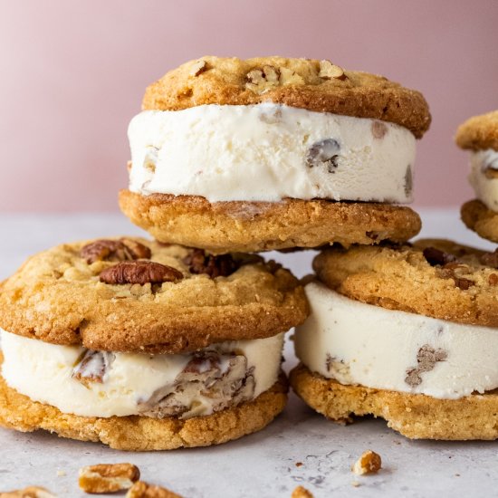 Butter Pecan Ice Cream Sandwiches