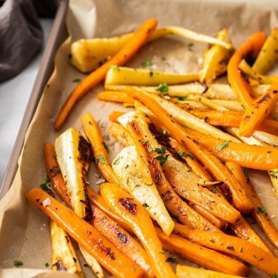 Honey Roasted Parsnips and Carrots