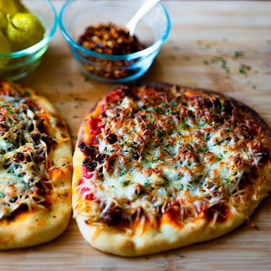 Naan Pizza with Italian Sausage