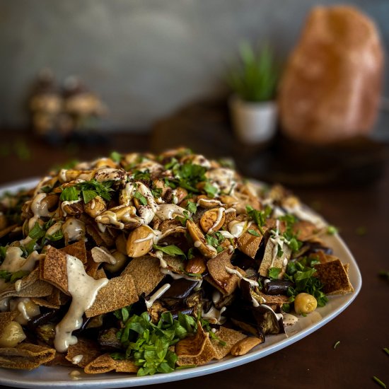 Healthy Vegan Eggplant Fatteh