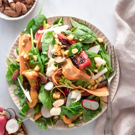 Grilled corn salad and herbs