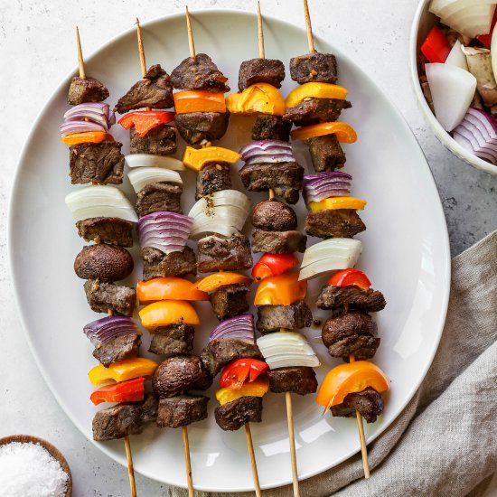 Oven Baked Marinated Steak Kabobs