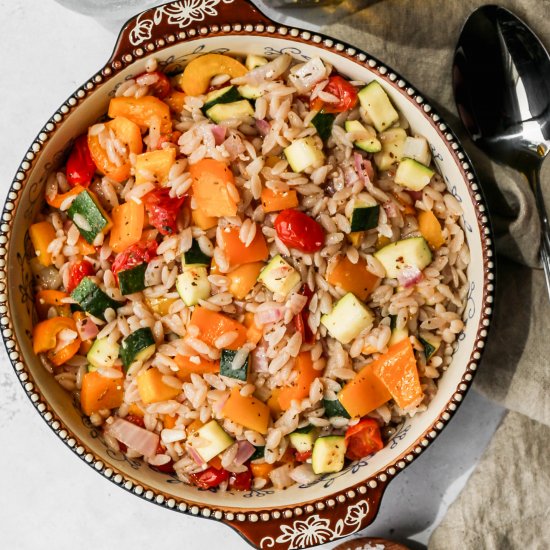 Air Fryer Grilled Vegetable Orzo