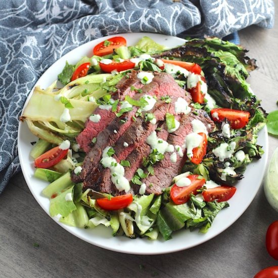 Grilled Flank Steak Romaine Salad