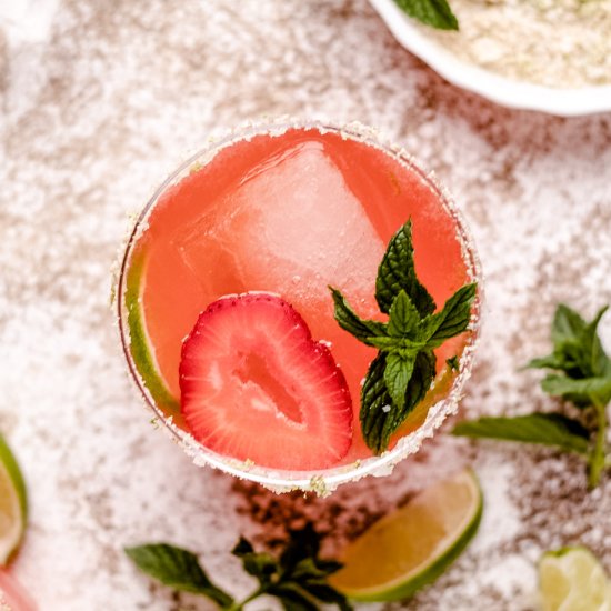 Strawberry Margaritas on the Rocks