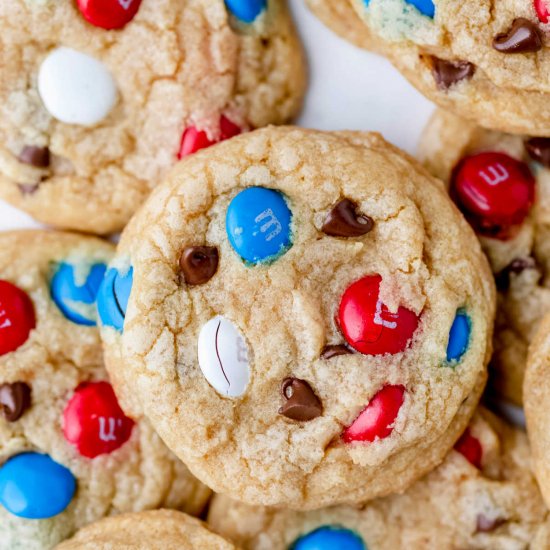 Red White & Blue M&M Cookies