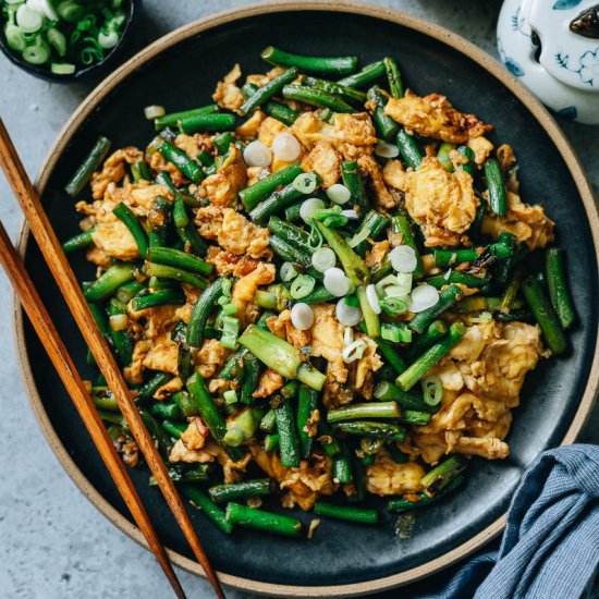 Stir Fried Garlic Scape with Eggs