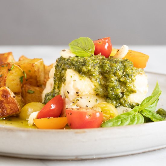 Halibut with Macadamia Pesto