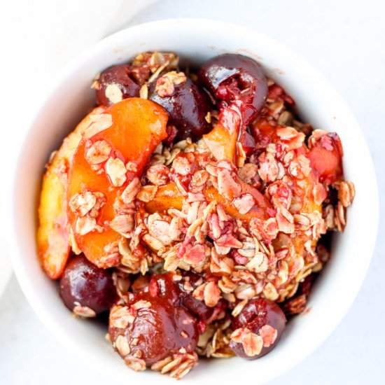 Cherry Peach Crisp with Oat Crumble