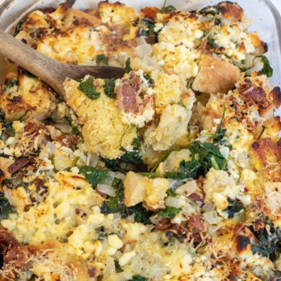 Bacon Spinach Feta Breakfast Strata