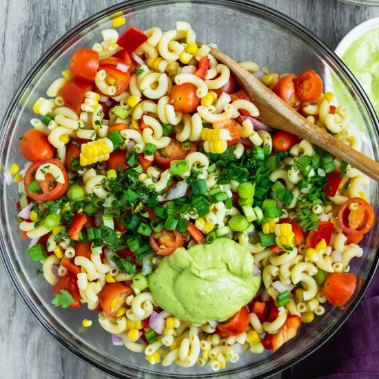 Pasta Salad with Avocado Dressing