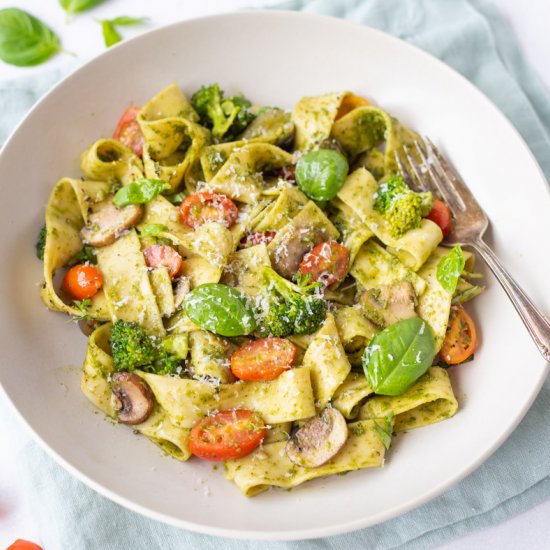 Pappardelle Pesto with Vegetables