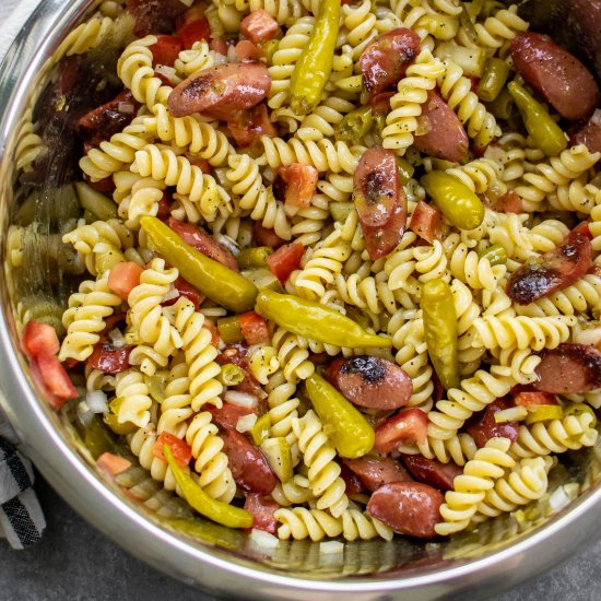 Chicago Hot Dog Pasta Salad