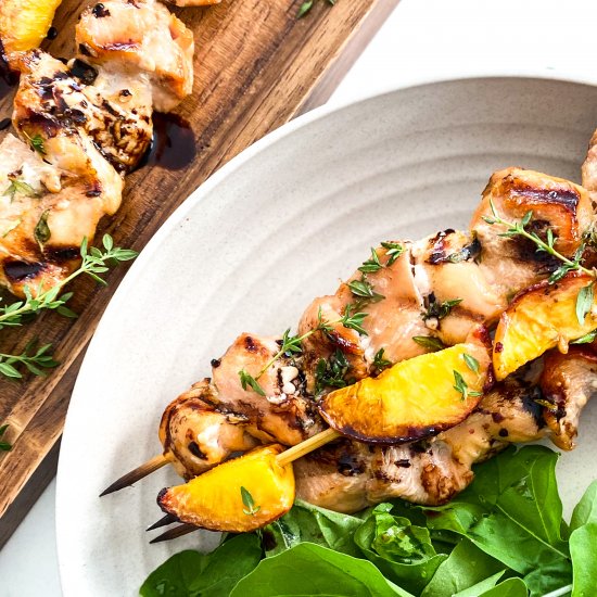 Honey-Thyme Chicken & Peach Kabobs