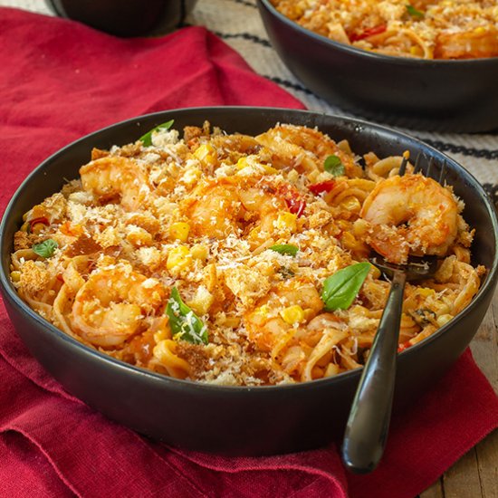 Shrimp, Corn, and Tomato Pasta