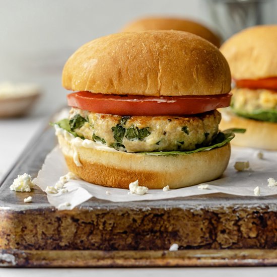 Chicken Feta Spinach Burgers