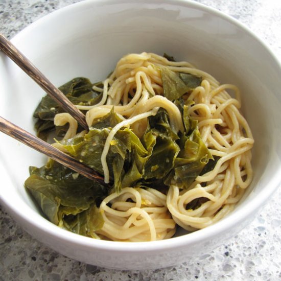 Orange Miso Braised Collard Greens