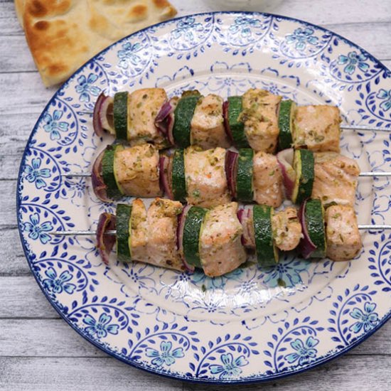 Mediterranean Salmon Kebabs