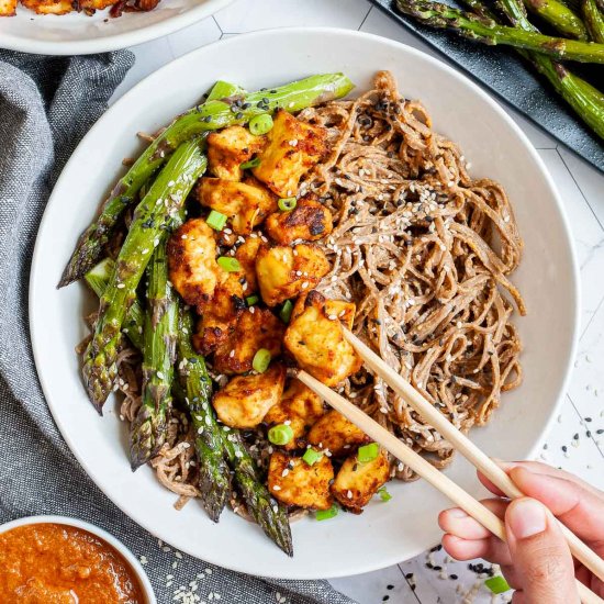 Spicy Tahini Miso Soba Noodles