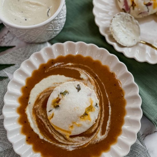 Jalapeno Cheese Idli with Sambar