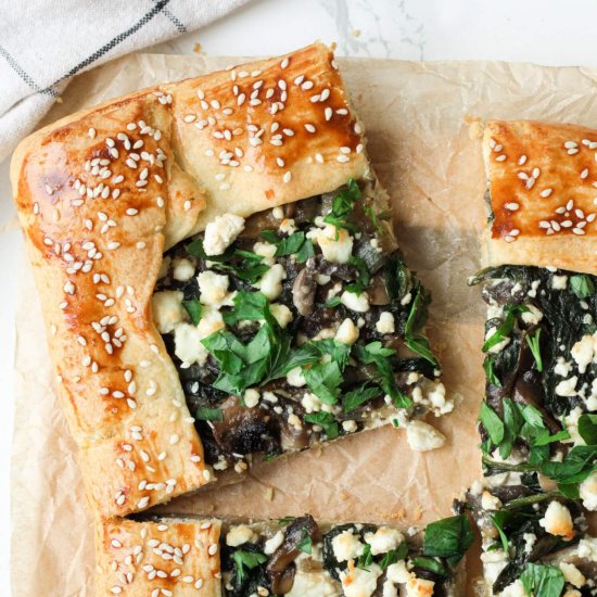 Rustic Mushroom and Spinach Tart